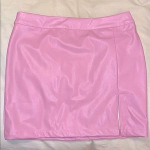 Pink leather skirt